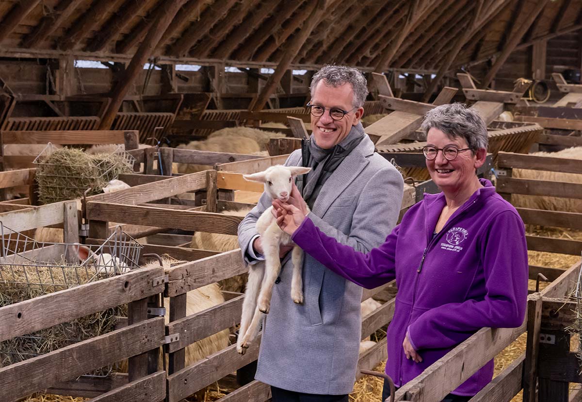 Burgemeester Hans van Daalen adopteert eerste lammetje 2023 Ermelo