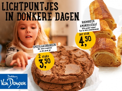 Speculaasbrokken met verse roomboter en dat proef je en een roomboter amandelstaaf