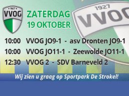 Voetbalwedstrijden VVOG Jo9-1 Jo11-1 en VVOG 2