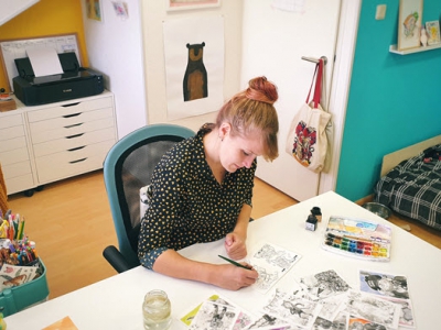 Ermelose Kim geeft workshop Illustreren met inkt