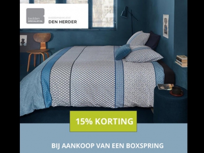 Pak nu 15% voordeel op al het bedtextiel bij aanschaf van een boxspring