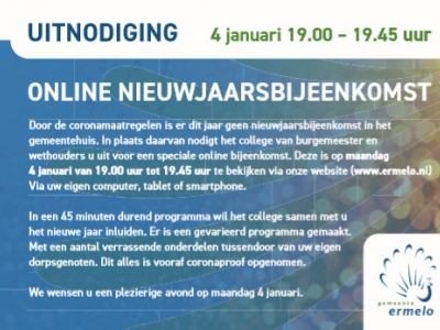 Digitale nieuwjaarsbijeenkomst gemeente Ermelo