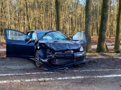 Personenauto van de weg geraakt en tegen een boom gebotst