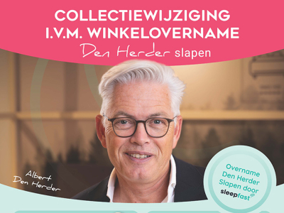 Pensioen leegverkoop i.v.m. winkelovername van Den Herder Slapen