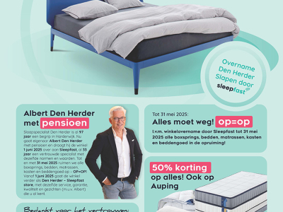 Laatste weken pensioen leegverkoop bij Beddenspecialist den Herder