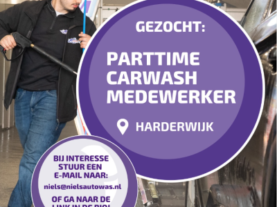 Niels Autowas Harderwijk is op zoek naar een parttime carwash medewerker